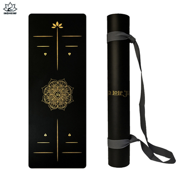 Premium Non-Slip Yoga Mat with Gilding Pattern and Omega Symbol Includes Yoga Straps